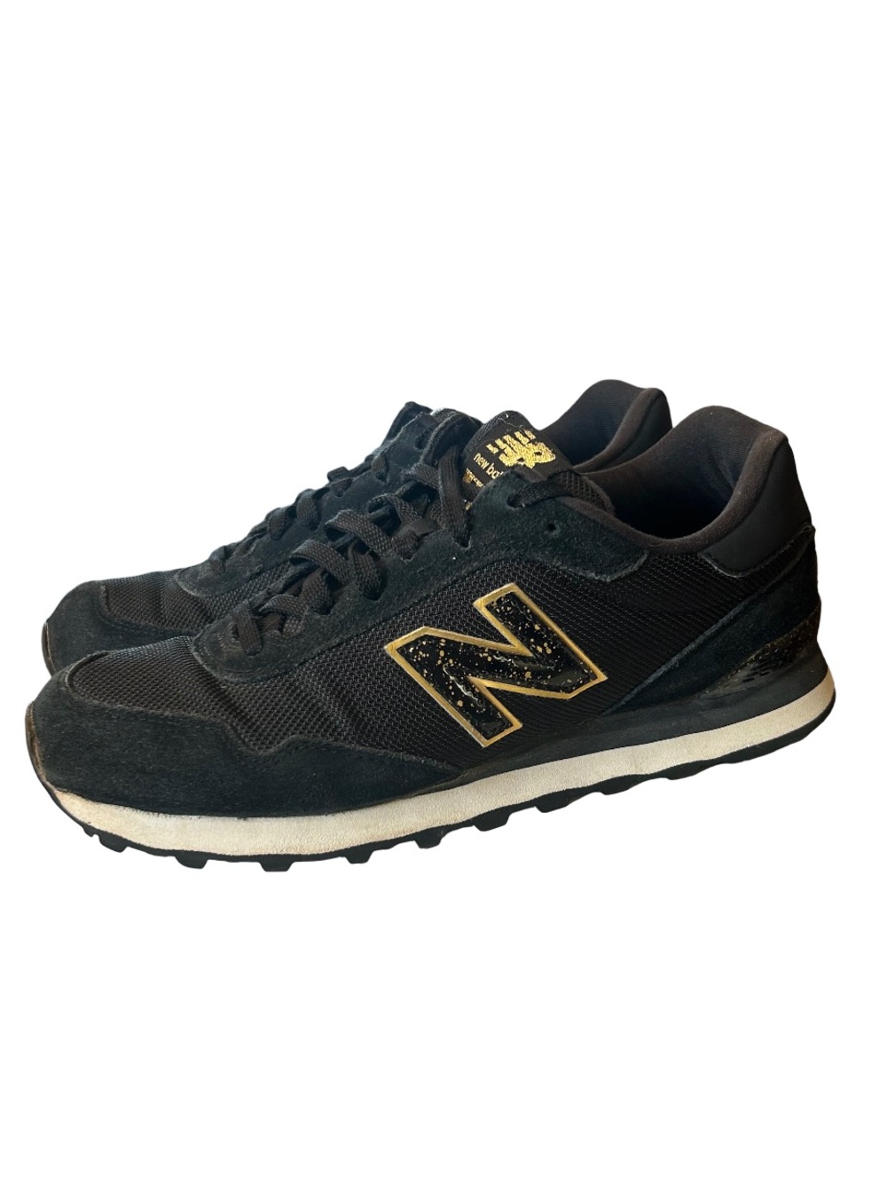 New Balance 515 Black & Gold Suede Sneakers Size 9